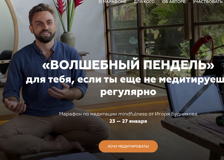 Волшебный пендель. Марафон по медитации mindfulness. Игорь Будников, Welcomebackhome