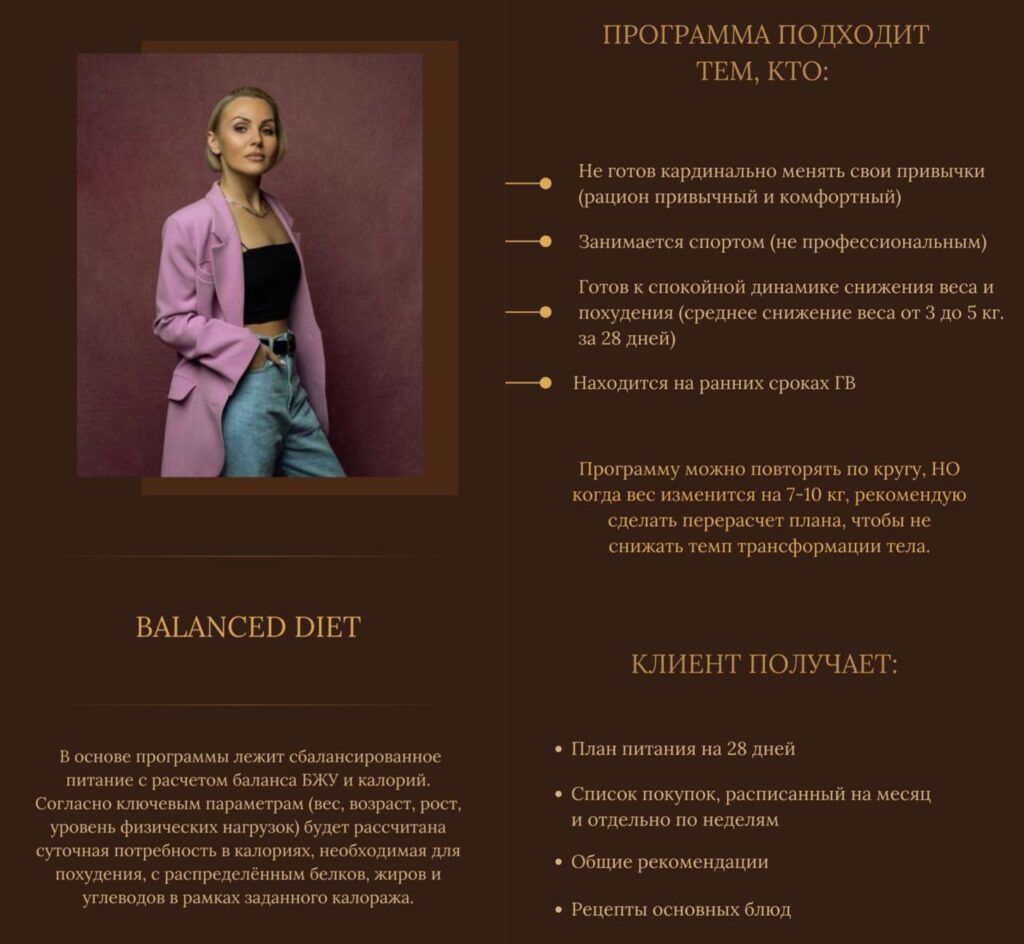 Balanced diet. Тариф Самостоятельное прохождение. Олеся Ревеко