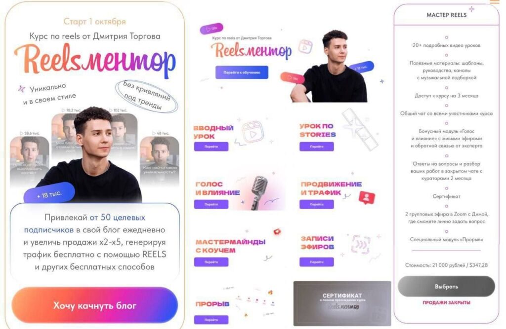 Курс по reels. Reelsментор. Тариф Мастер reels. Дмитрий Торгов