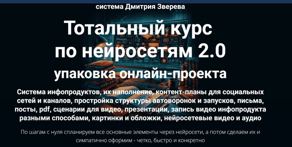 Тотальный курс по нейросетям упаковка онлайн-проекта 2.0. Тариф Стандарт. Дмитрий Зверев